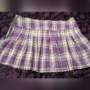 Current Mood high waist pleated Purple and cream mini skirt 1x